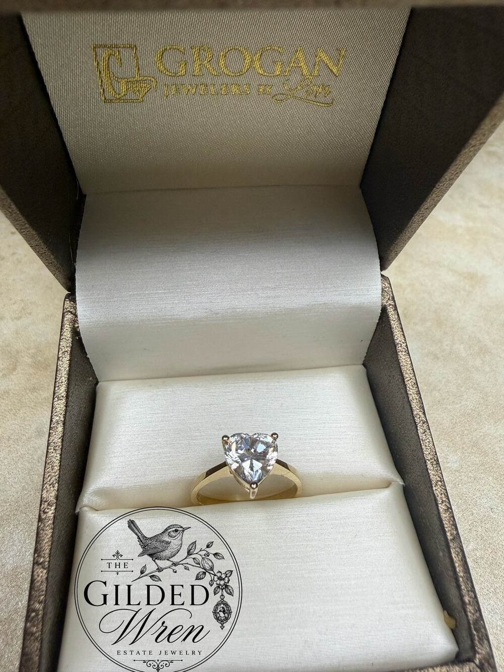 14K Gold Heart Cut Simulated Diamond CZ Solitaire Engagement Ring Size 5.75